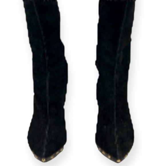 Sergio Rossi Over-the-Knee Boots Black Suede Leather - Picture 9 of 14